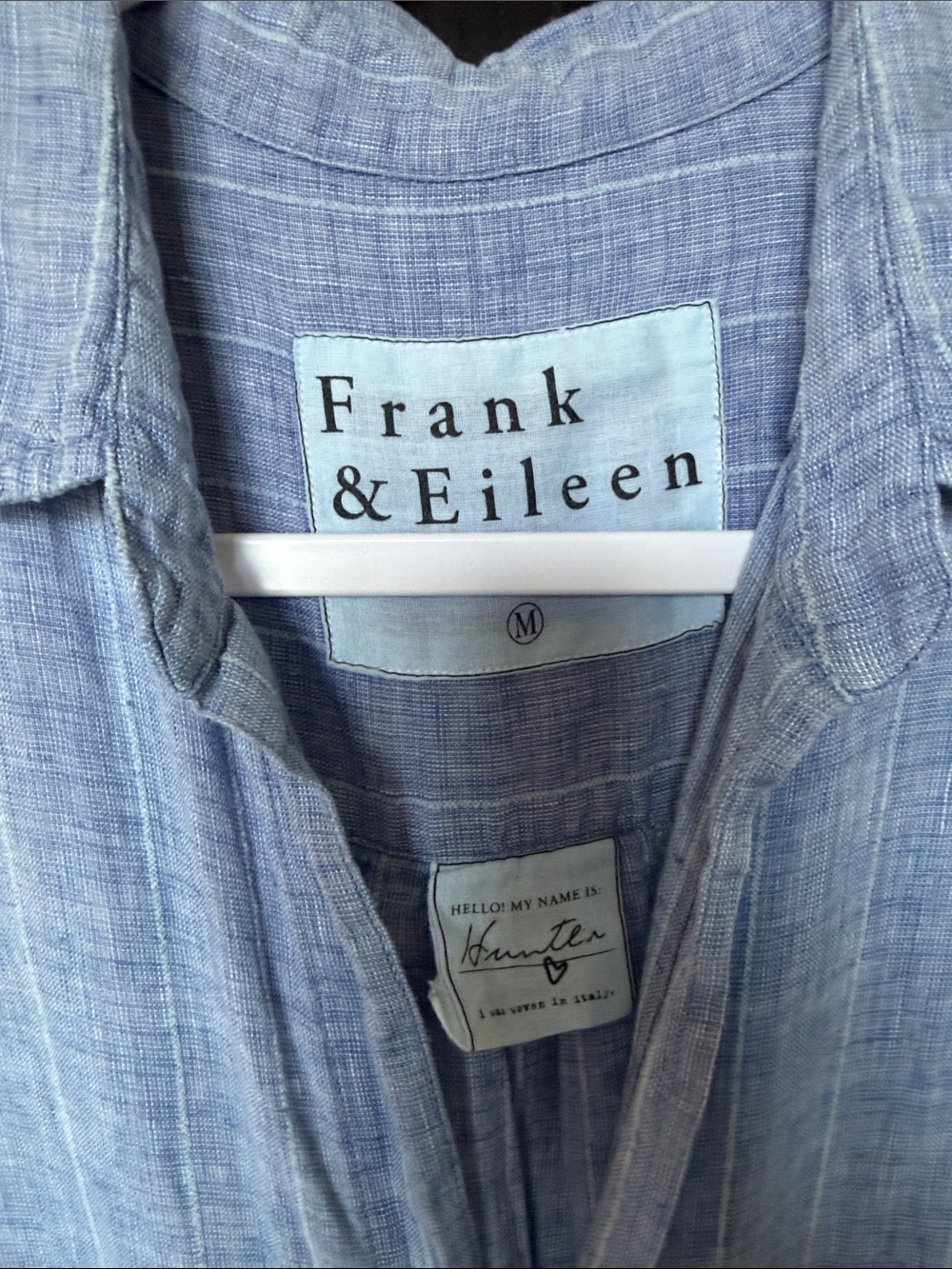 Frank & Eileen Hunter Light Blue Striped Linen Button-Down Shirtdress - Picture 2 of 5